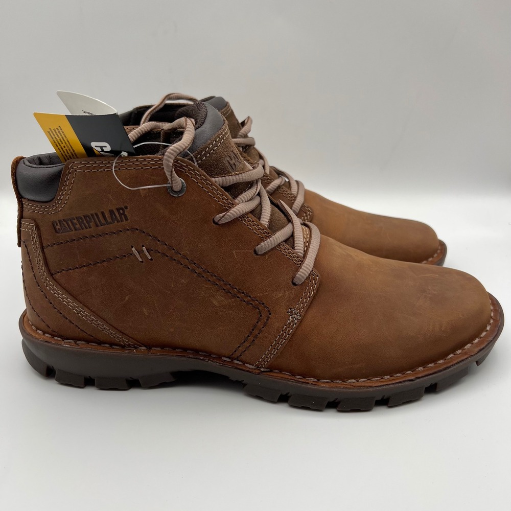 Caterpillar Threshold Chukka Boots Mens 7 Brown Leather Lace Work‎ Casual Shoes
